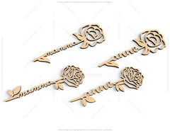 Mother's Day Personalized Roses Laser Cut Art Acrylic wood Flower in different languages | SVG, DXF |#139|