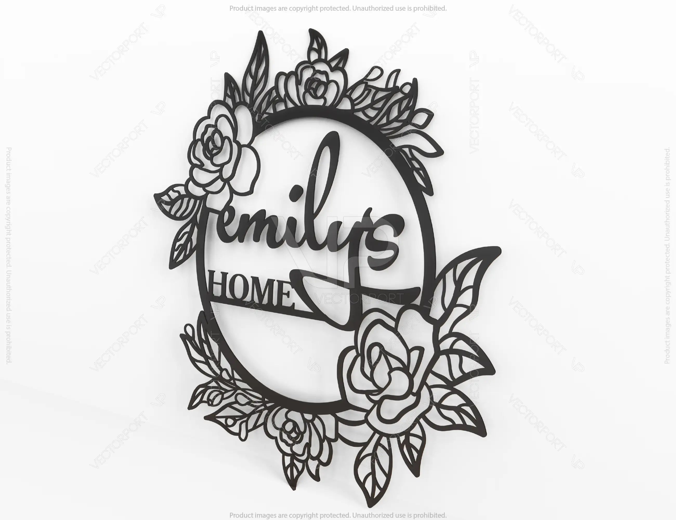 Personalized Flower Frame Monogram Decorative Name Sign Metal Wall Art Hanging Outdoor Plaque Laser Cut | SVG, DXF |#140|