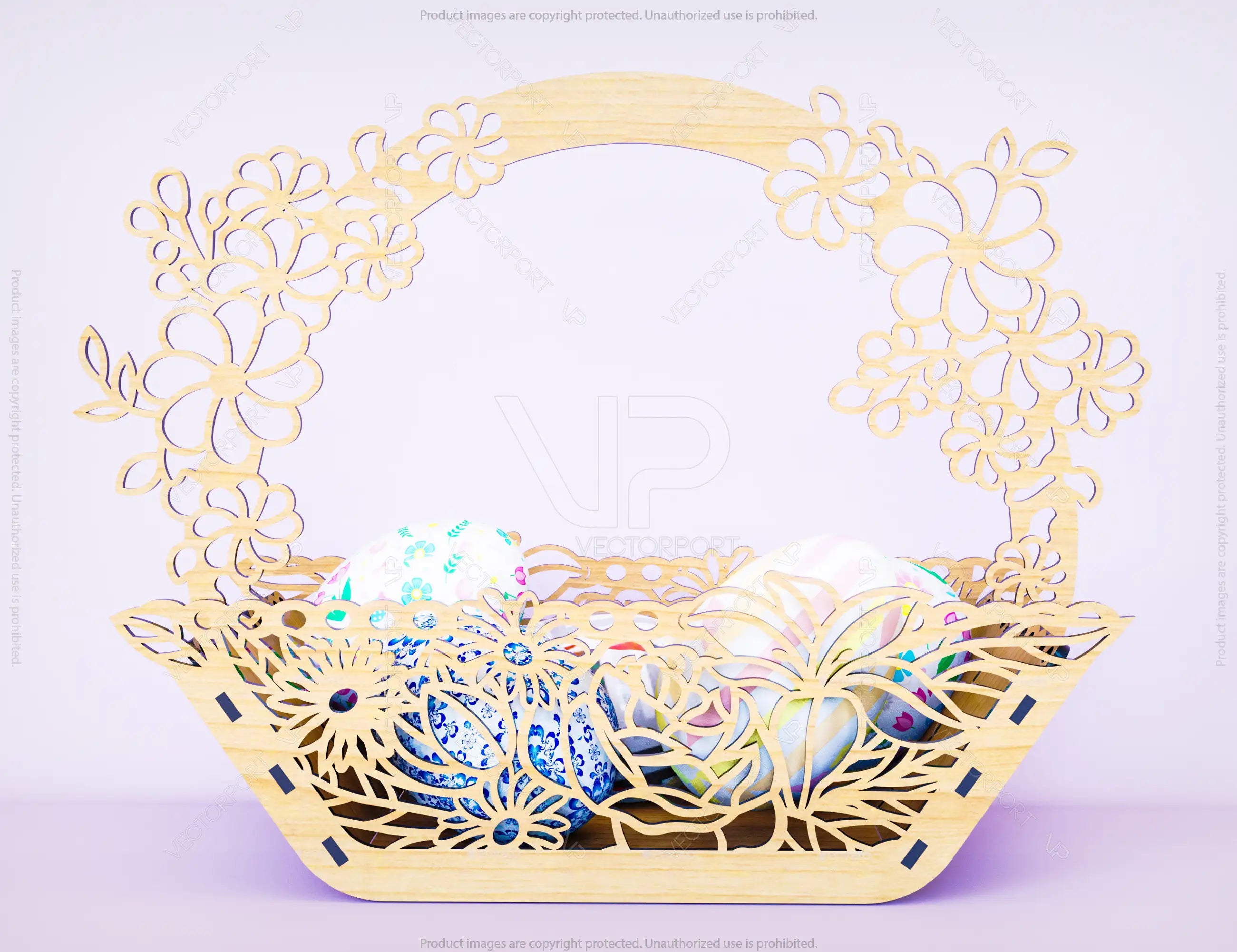 Decorative Laser Cut Wooden Easter Basket Laser cut Egg Bowl SVG files cnc template laser cut | SVG, DXF |#142|