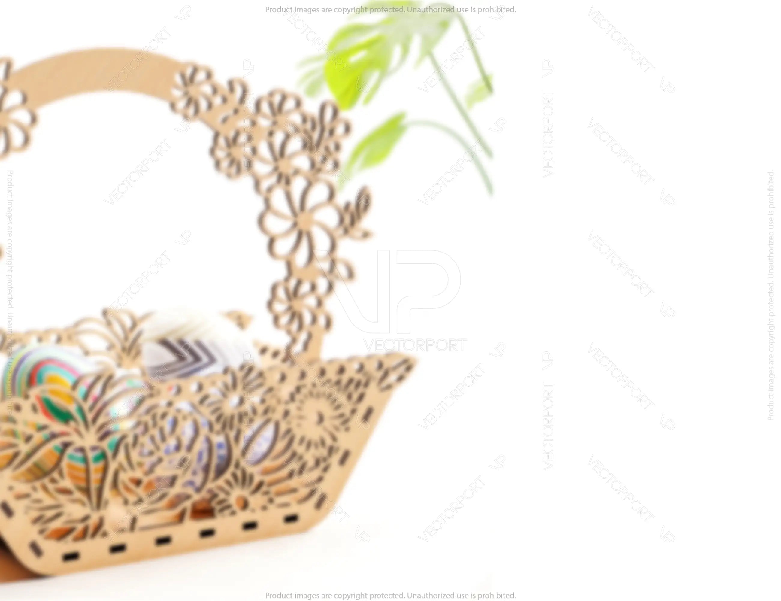 Decorative Laser Cut Wooden Easter Basket Laser cut Egg Bowl SVG files cnc template laser cut | SVG, DXF |#142|