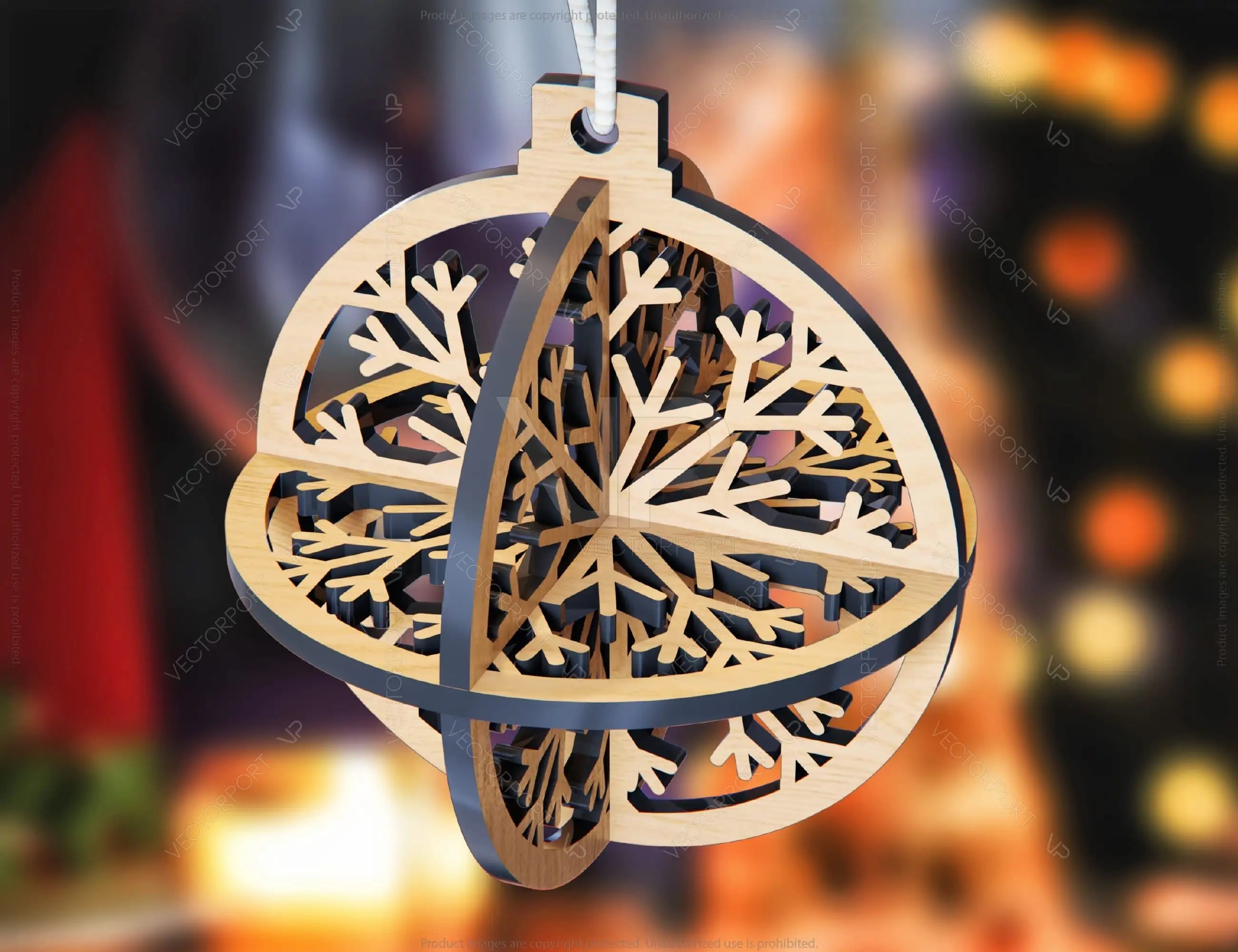 New Year 2023 Tree Bauble Wood 3D Laser Cut Christmas Ball Ornament Round Set Tree Decorations laser cut SVG Glowforge |#U142|