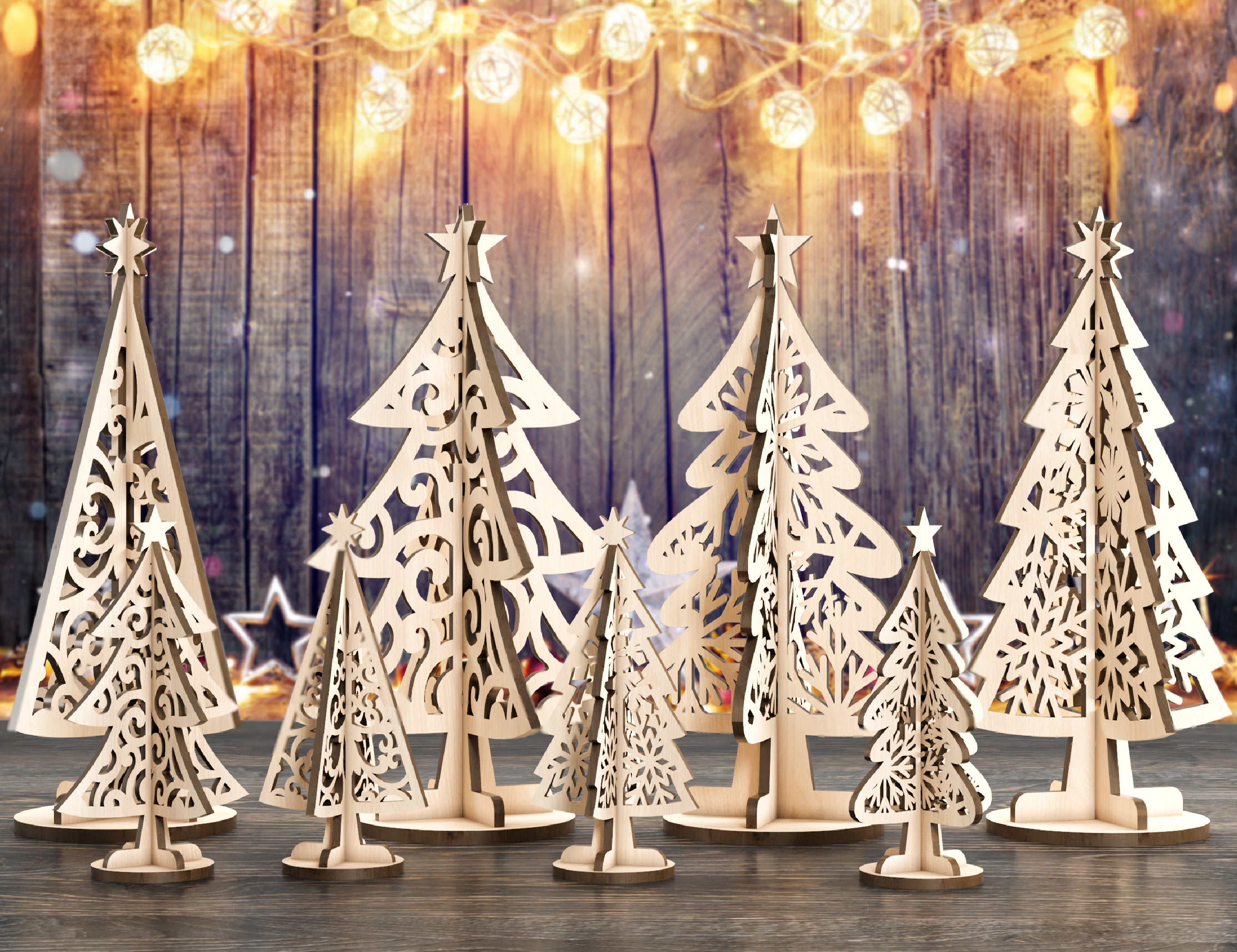 Standing 2023 New Year Christmas Trees Laser cut Snowflake SVG Craft templates Cricut Glowforge | SVG |#U143|