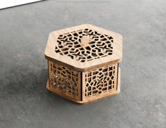 Hexagon Laser Cut Decorative Wooden Gift box Wedding favour laser cut jeweler case | SVG, DXF, AI |#144|