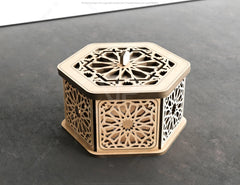 Hexagon Laser Cut Decorative Wooden Gift box Wedding favour laser cut jeweler case | SVG, DXF, AI |#145 |