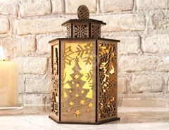 Christmas Lamp Night Light Deer Lantern Decoration Centerpiece Lampshade Table Candle Holder SVG |#U145|