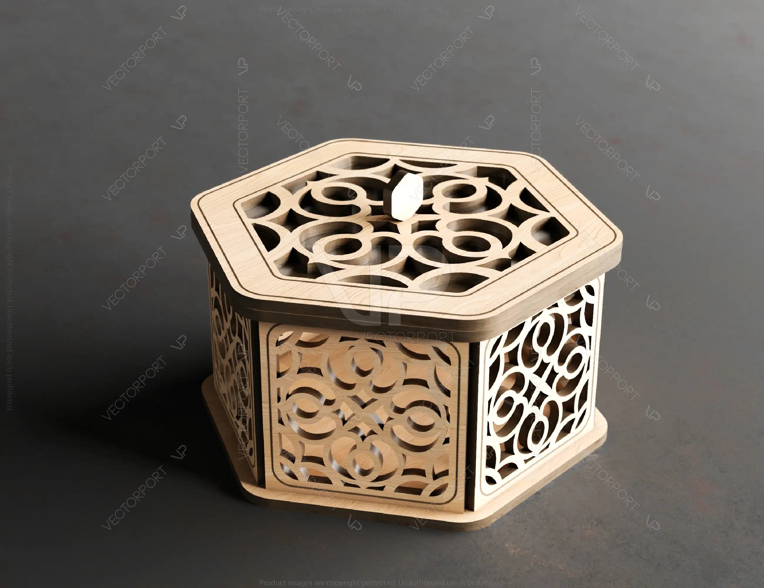 Hexagon Laser Cut Decorative Wooden Gift box Wedding favour laser cut jeweler case | SVG, DXF, AI |#145 |