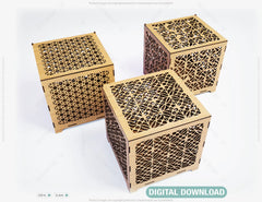 Decorative Laser Cutting Wooden Box Geometric Ornamental Gift Box Candle holder template Wedding Glowforge | SVG, DXF |#148|