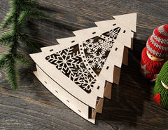 Christmas Tree Decorative Wooden Gift box Tree Shape laser cut jeweler case Digital Download SVG cut file |#U148|
