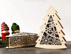 Christmas Tree Decorative Wooden Gift box Tree Shape laser cut jeweler case Digital Download SVG cut file |#U148|