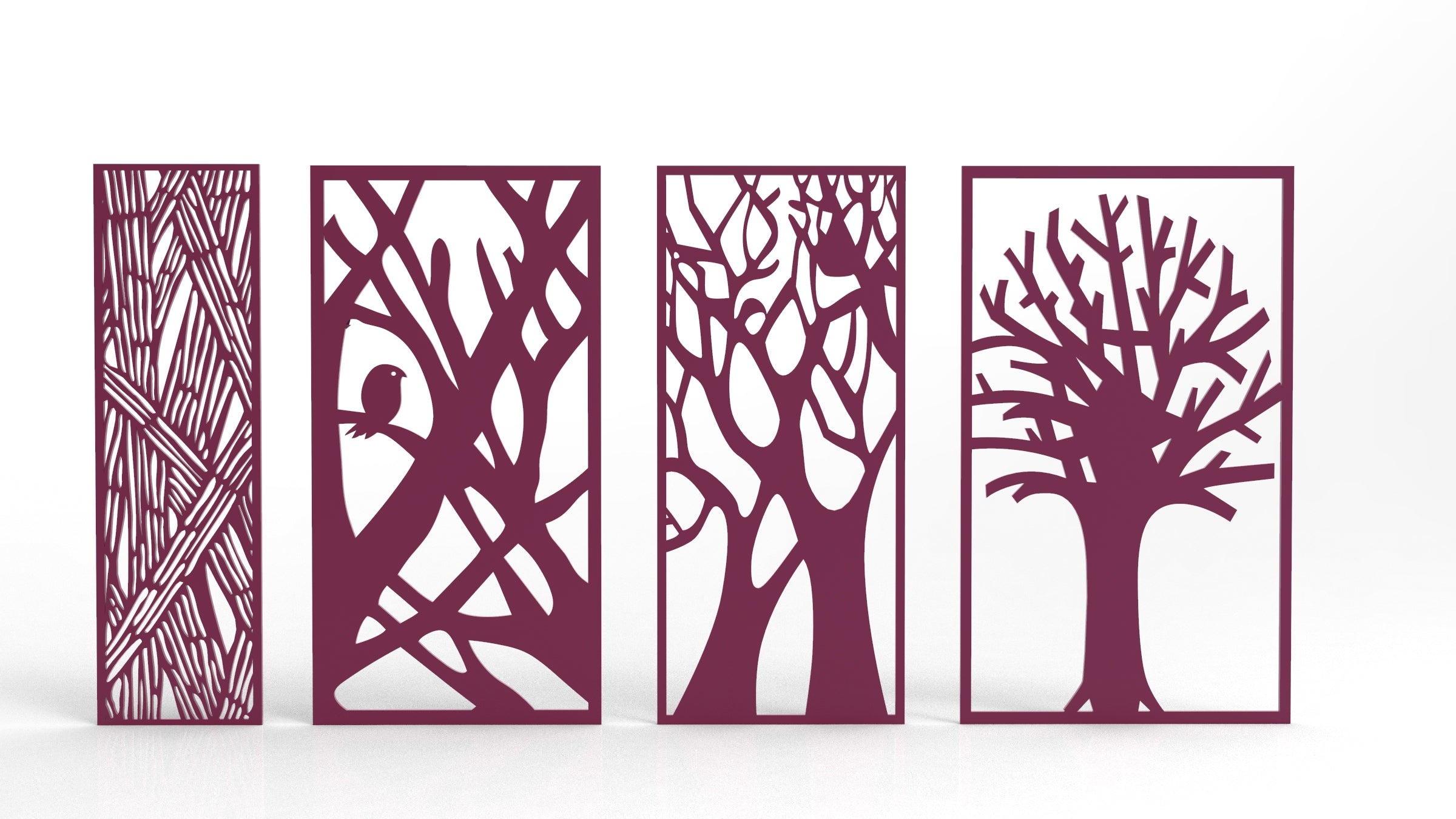 Tree Ornaments for decorative partitions panel screen CNC Laser Cutting File | SVG, DXF, AI |#C015|