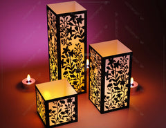 Papercut Floral Lantern Candle Holder SVG Laser Cut Lamp Tea light template Files |#153|