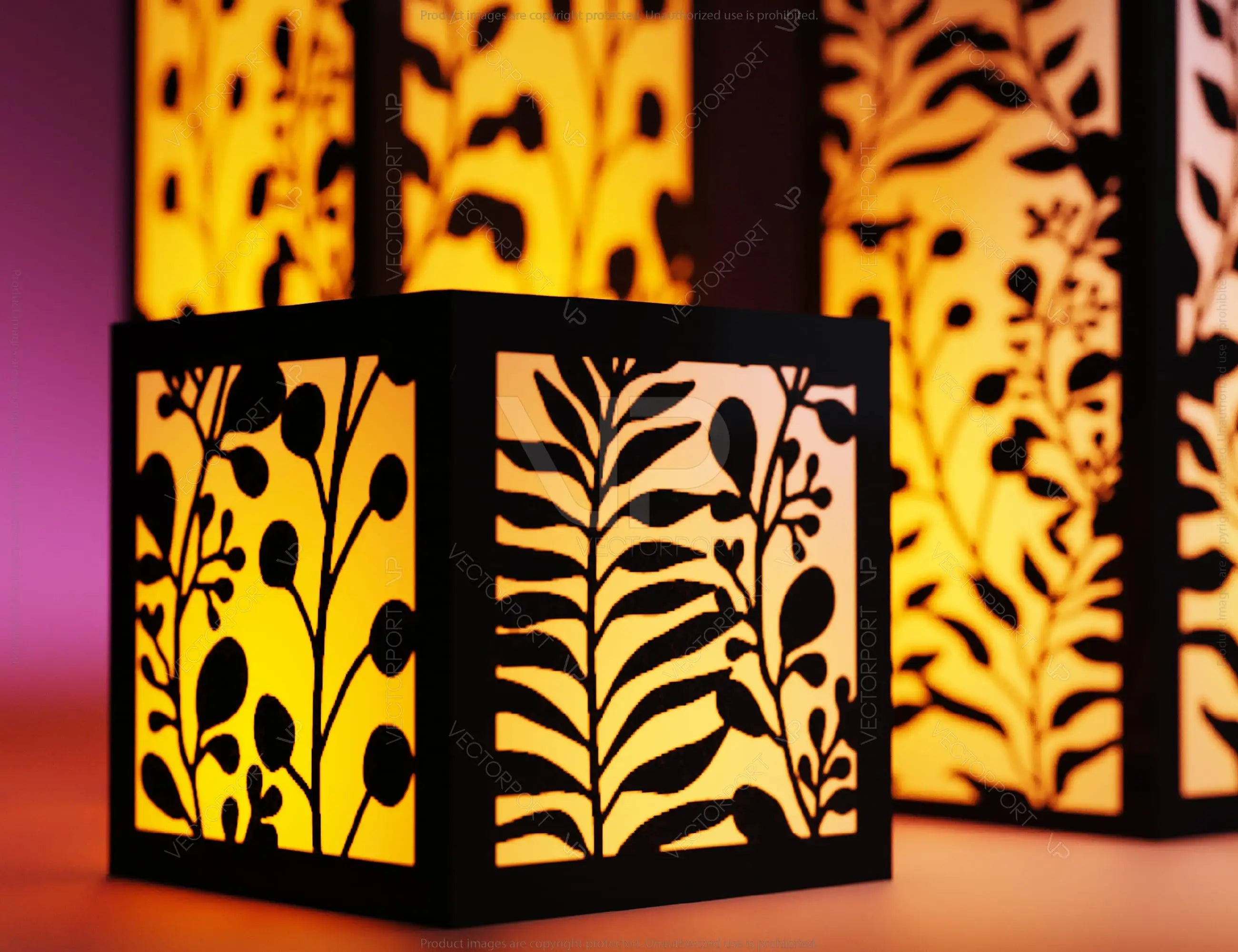 Papercut Floral Lantern Candle Holder SVG Laser Cut Lamp Tea light template Files |#154|