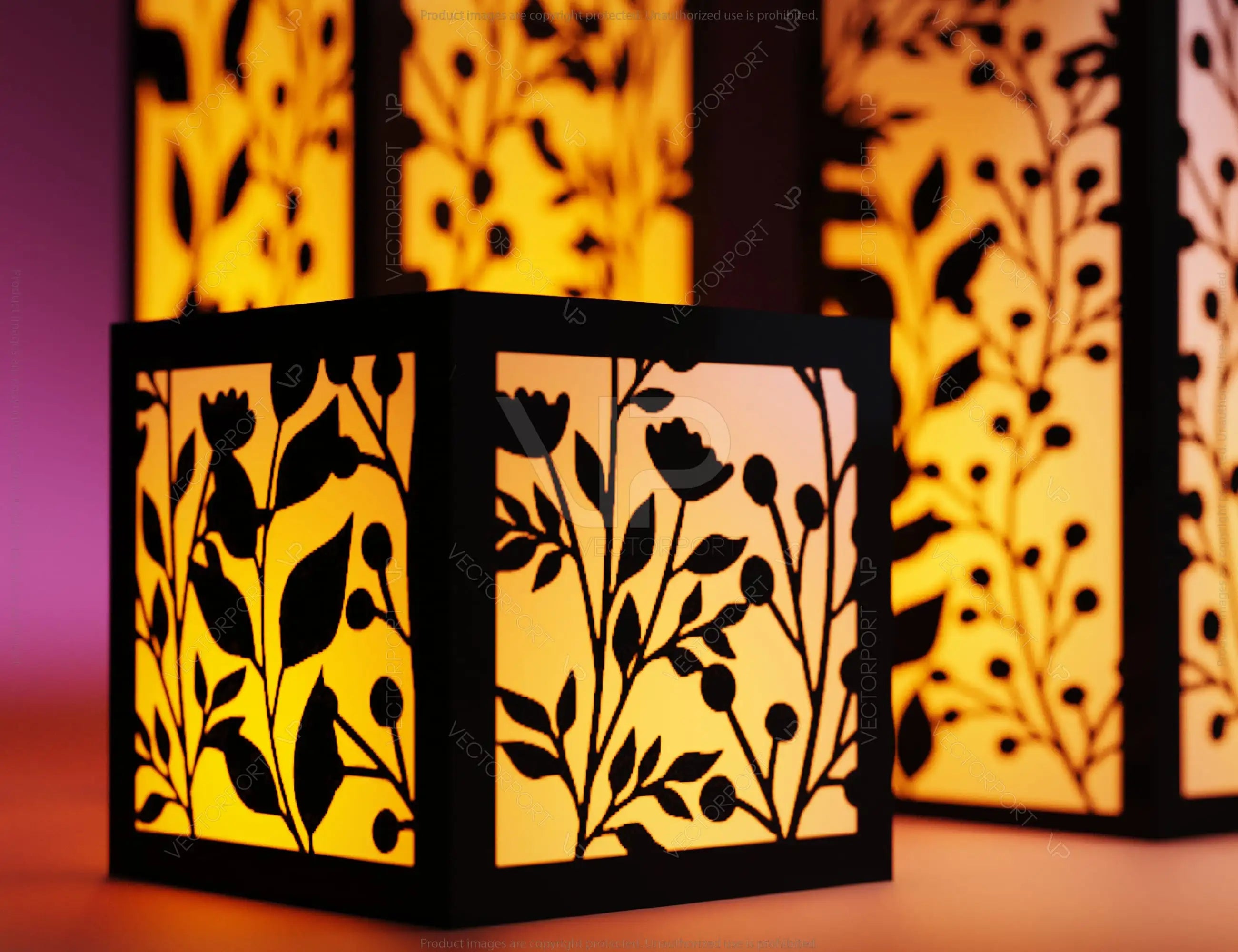 Papercut Floral Lantern Candle Holder SVG Laser Cut Lamp Tea light template Files |#155|