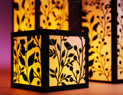 Papercut Floral Lantern Candle Holder SVG Laser Cut Lamp Tea light template Files |#155|