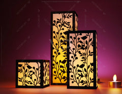 Papercut Floral Lantern Candle Holder SVG Laser Cut Lamp Tea light template Files |#155|