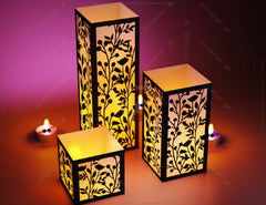 Papercut Floral Lantern Candle Holder SVG Laser Cut Lamp Tea light template Files |#155|