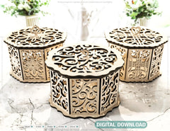 Hexagonal Decorative Wooden Gift box Laser cut jeweler case Favor Box Digital Downloads | SVG |#U156|