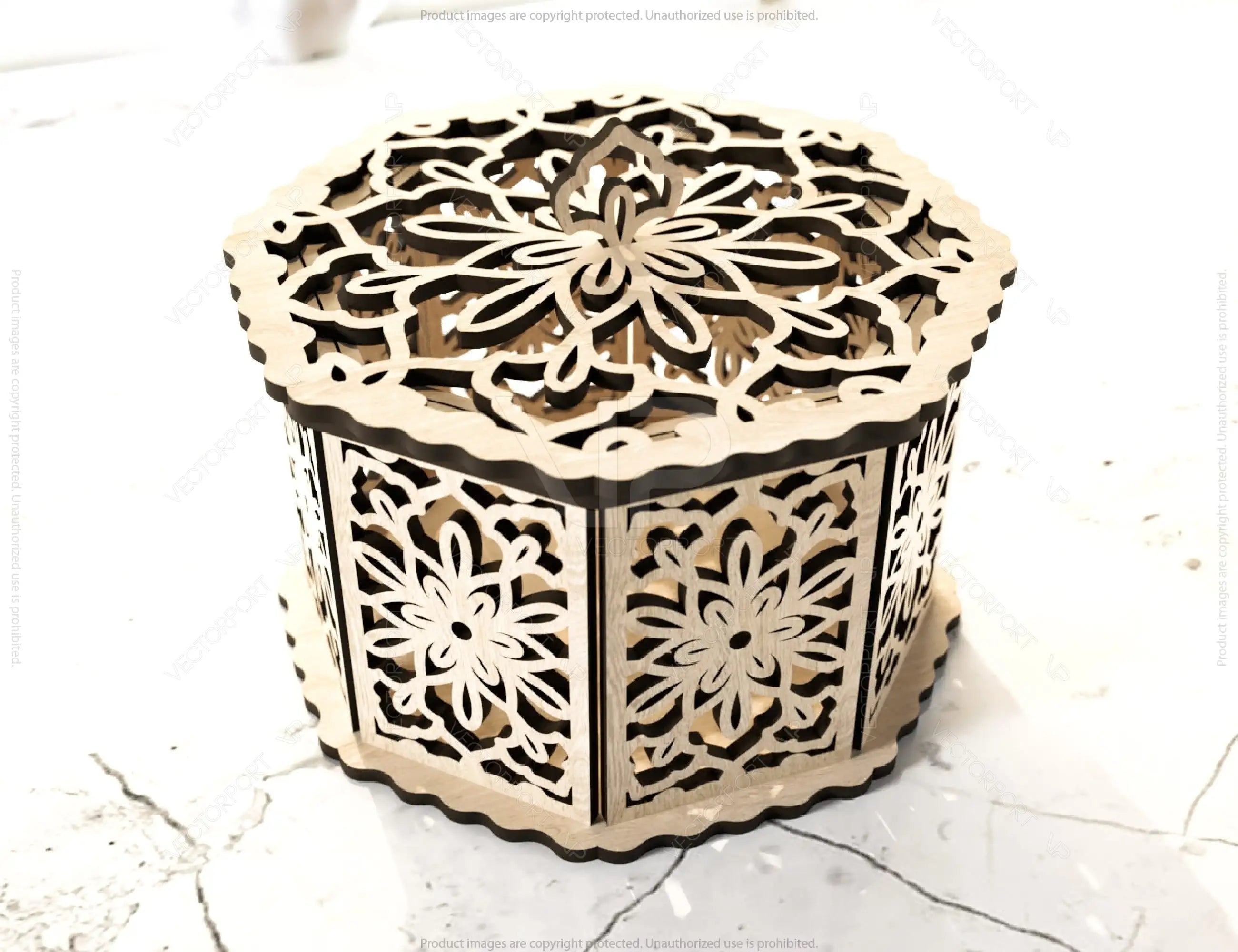 Hexagonal Decorative Wooden Gift box Laser cut jeweler case Favor Box Digital Downloads | SVG |#U156|