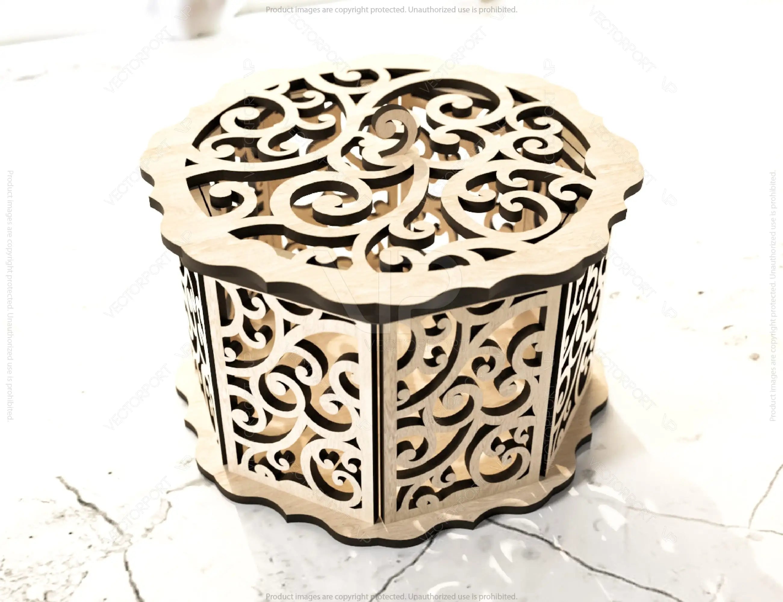 Hexagonal Decorative Wooden Gift box Laser cut jeweler case Favor Box Digital Downloads | SVG |#U156|