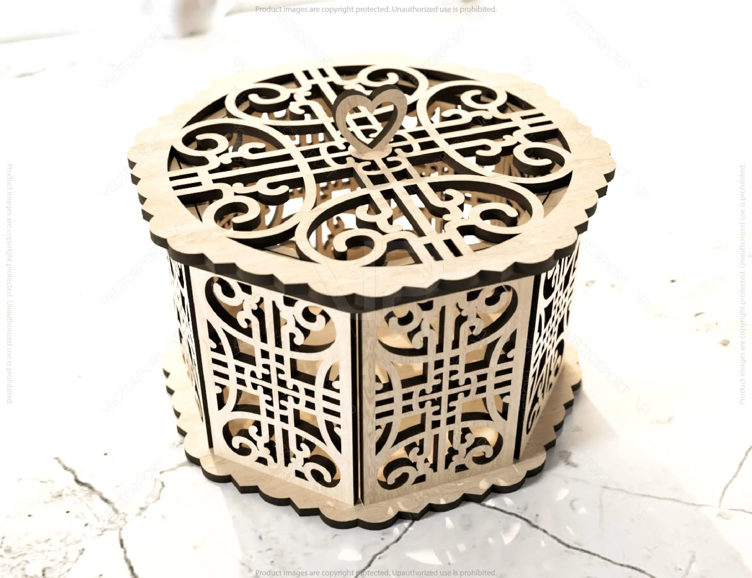 Hexagonal Decorative Wooden Gift box Laser cut jeweler case Favor Box Digital Downloads | SVG |#U156|