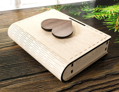 Book Shape Wooden Gift Box with lock Laser cut Card Case Favor Box Digital Downloads | SVG |#U157|