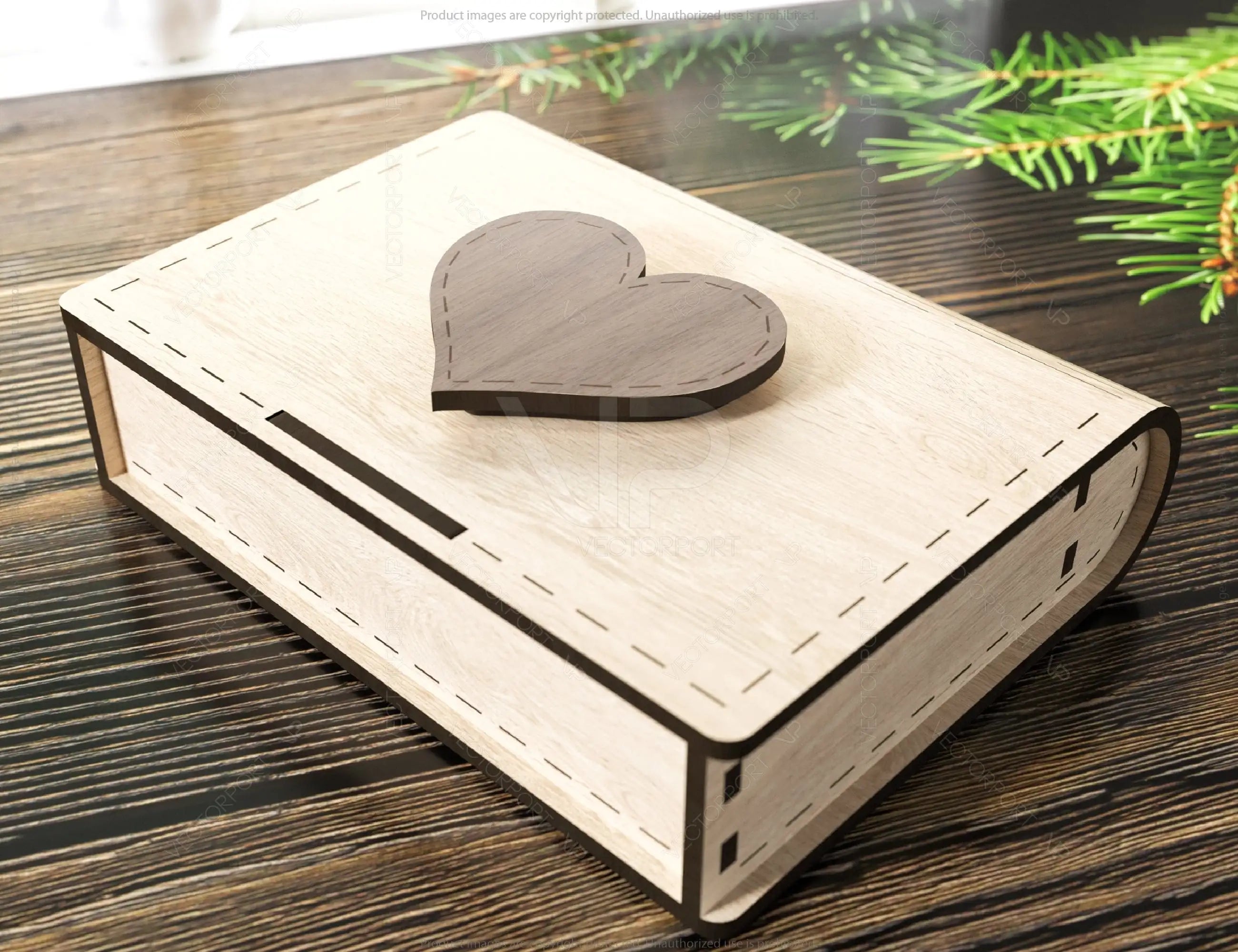 Book Shape Wooden Gift Box with lock Laser cut Card Case Favor Box Digital Downloads | SVG |#U157|