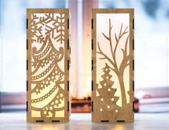 Christmas Decorative Wooden table Lamp Lantern New Year Candle Holder Laser Cut Tea light SVG Cut Plan |#U158|