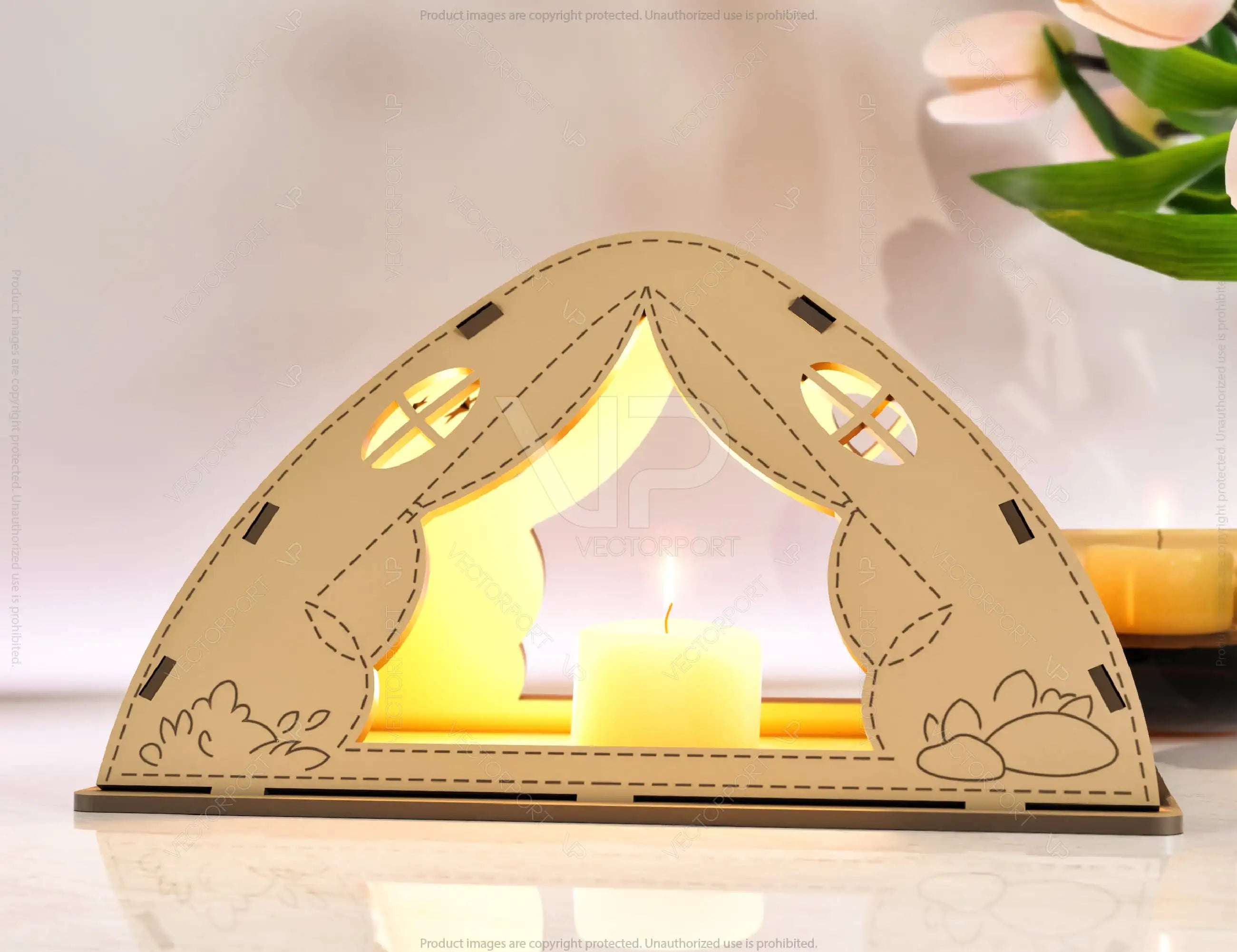 Wooden Tent Shape Laser Cut Night Light Lamp Mdf Laser Cutting Camping Tent Home Lampshade Table Candle Holder Tea light SVG |#158|