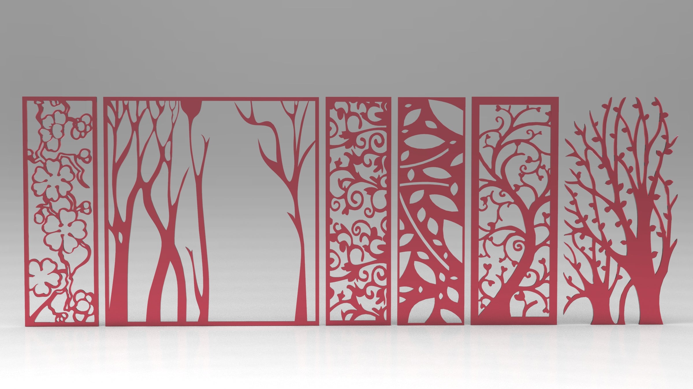 Tree Ornaments for decorative partitions panel screen CNC Laser Cutting File | SVG, DXF, AI |#C016|