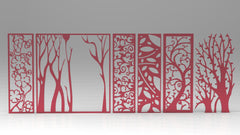 Tree Ornaments for decorative partitions panel screen CNC Laser Cutting File | SVG, DXF, AI |#C016|