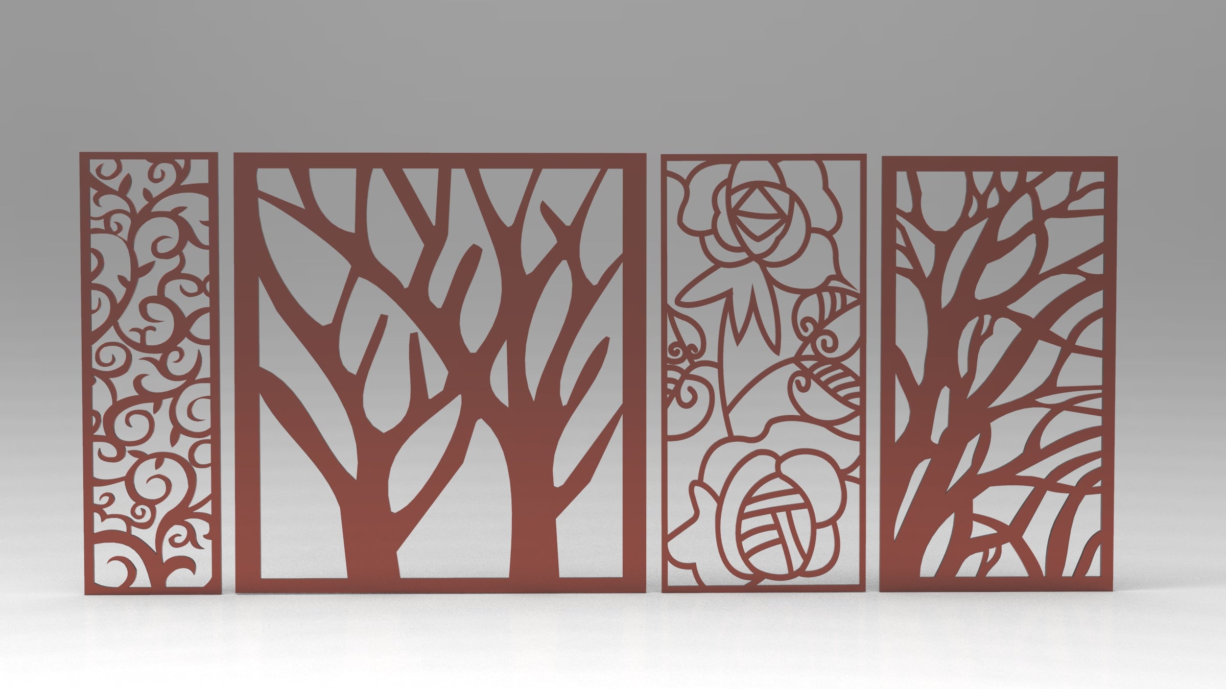 Tree Ornaments for decorative partitions panel screen CNC Laser Cutting File | SVG, DXF, AI |#C016|
