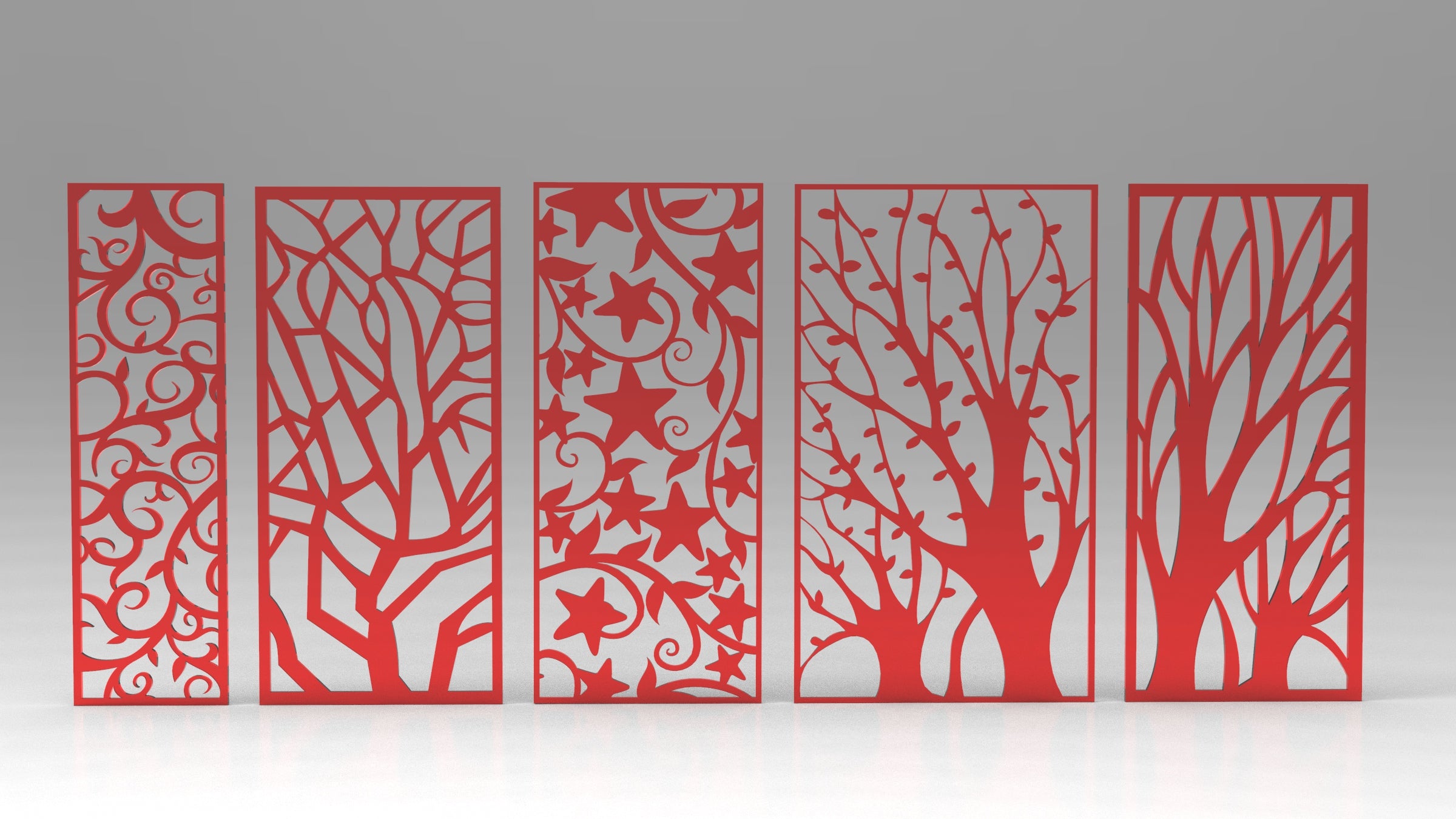 Tree Ornaments for decorative partitions panel screen CNC Laser Cutting File | SVG, DXF, AI |#C016|