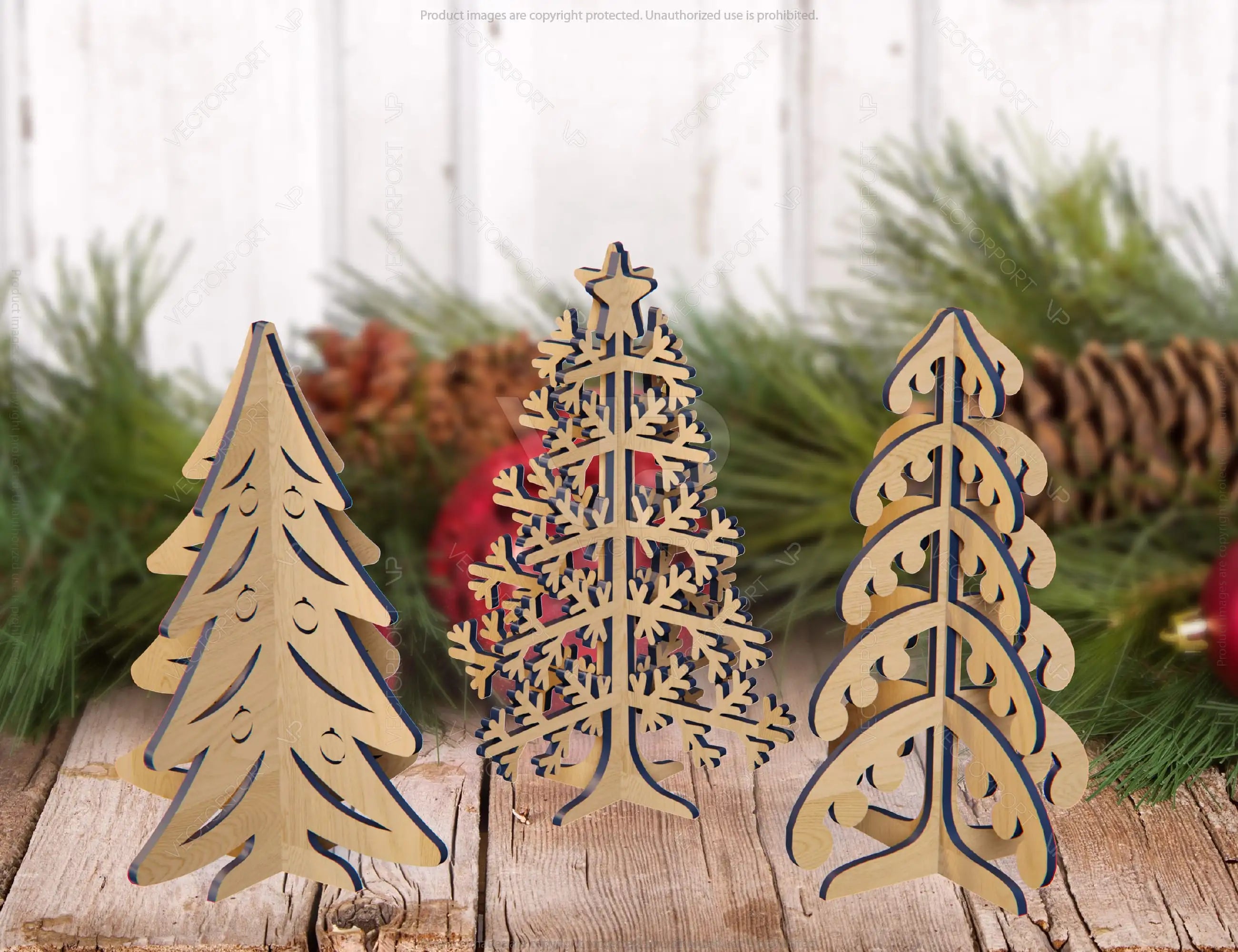 Standing Christmas Trees Laser cut Snowflake SVG Craft templates Cricut Glowforge | SVG |#160|