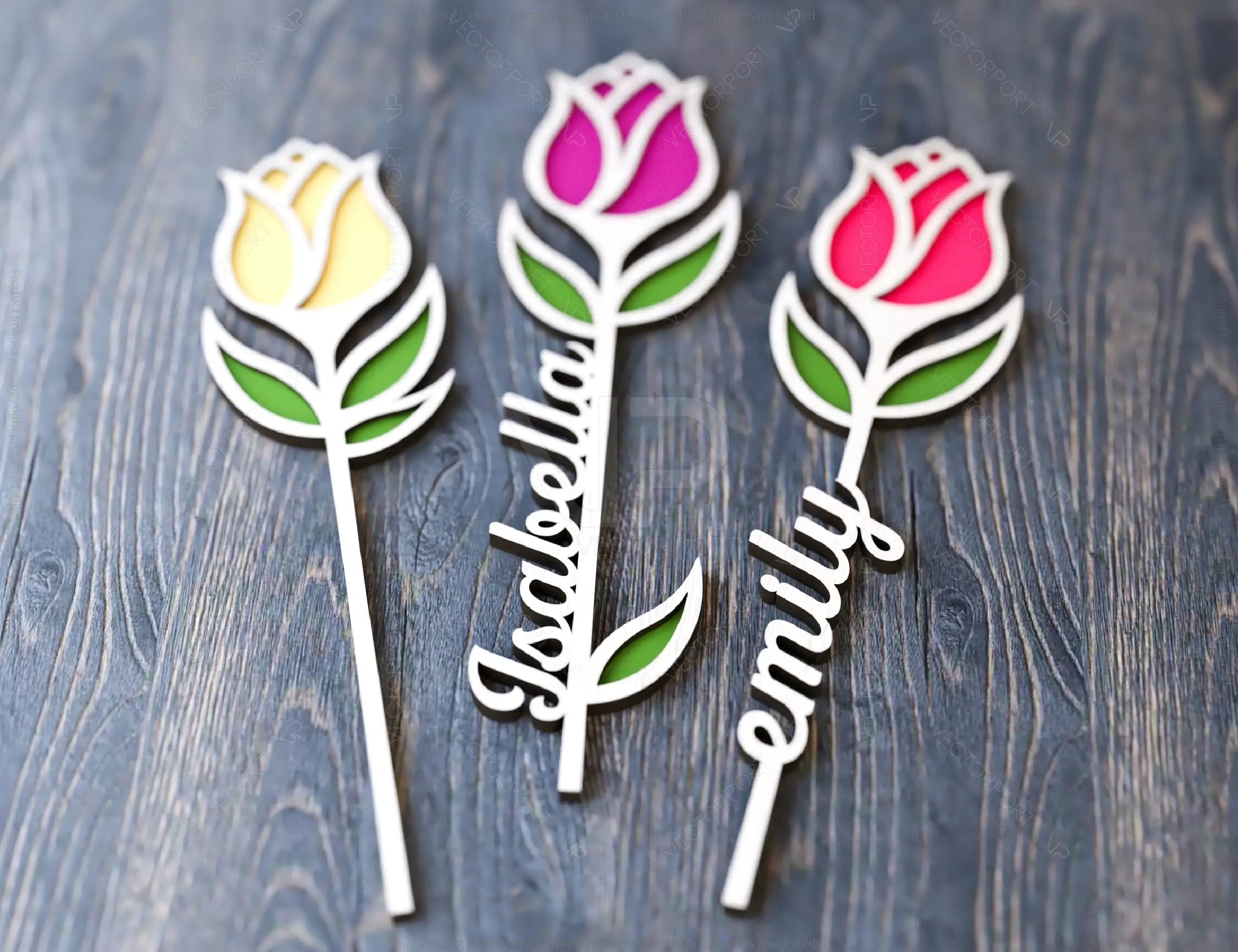 Tulip Personalized Flower Laser Cut Out Art Valentine Day Acrylic wood Flower with name editable Cut Files Digital Product |#U162|