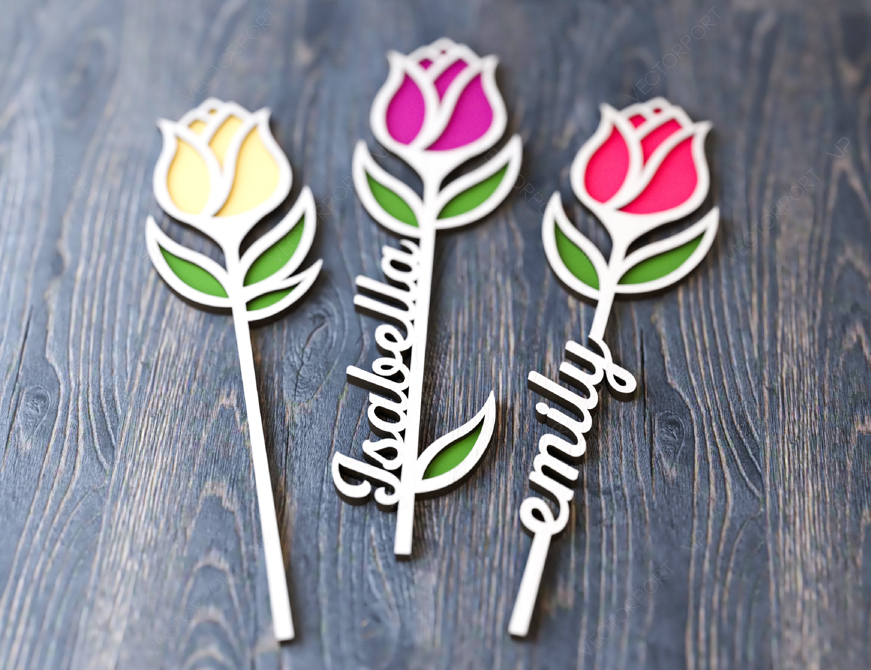 Tulip Personalized Flower Laser Cut Out Art Valentine Day Acrylic wood Flower with name editable Cut Files Digital Product |#U162|
