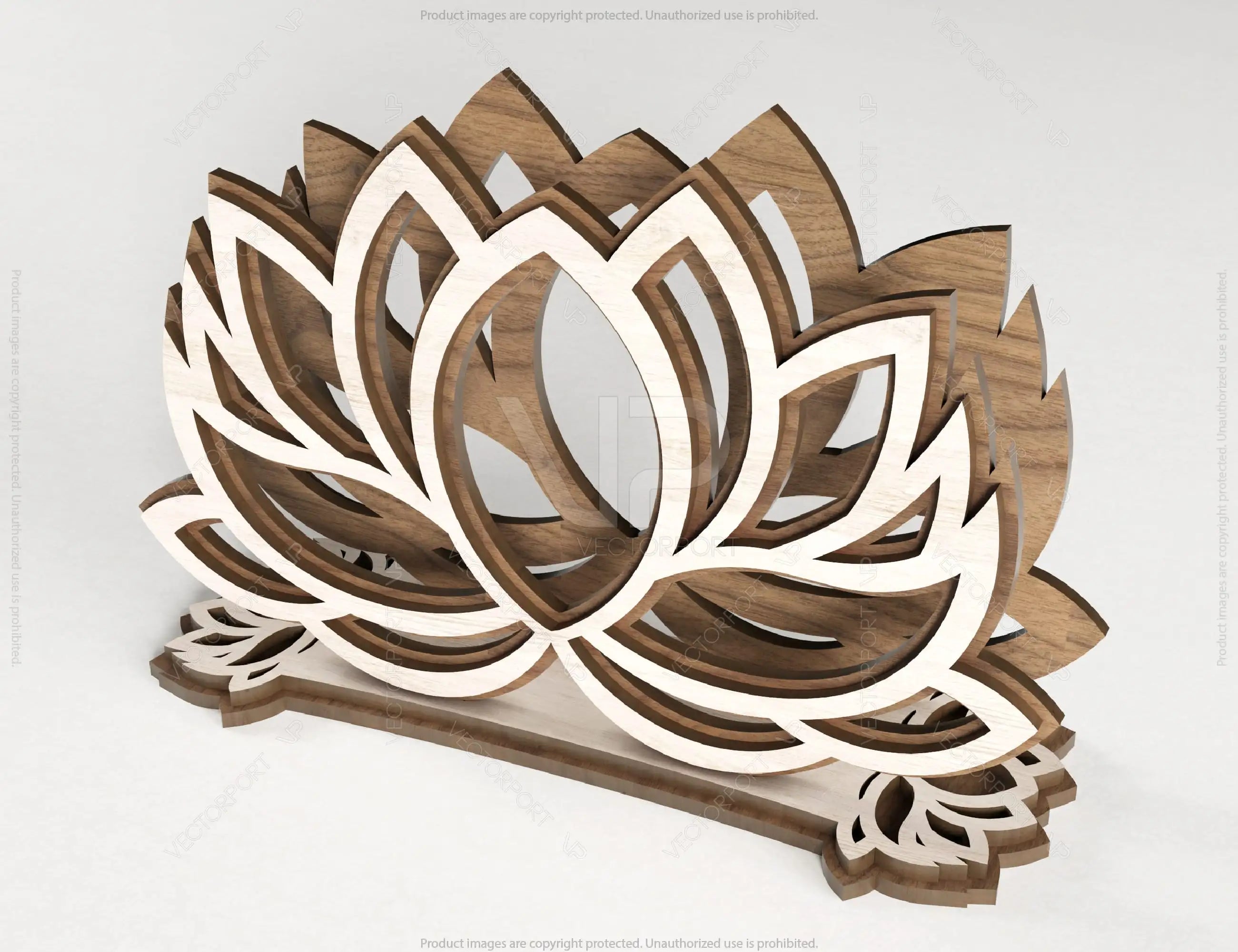 Lotus Flower Decorative Napkin Holder Laser Cut Heart Leaf Rose shape Tabletop wooden holder SVG |#164|