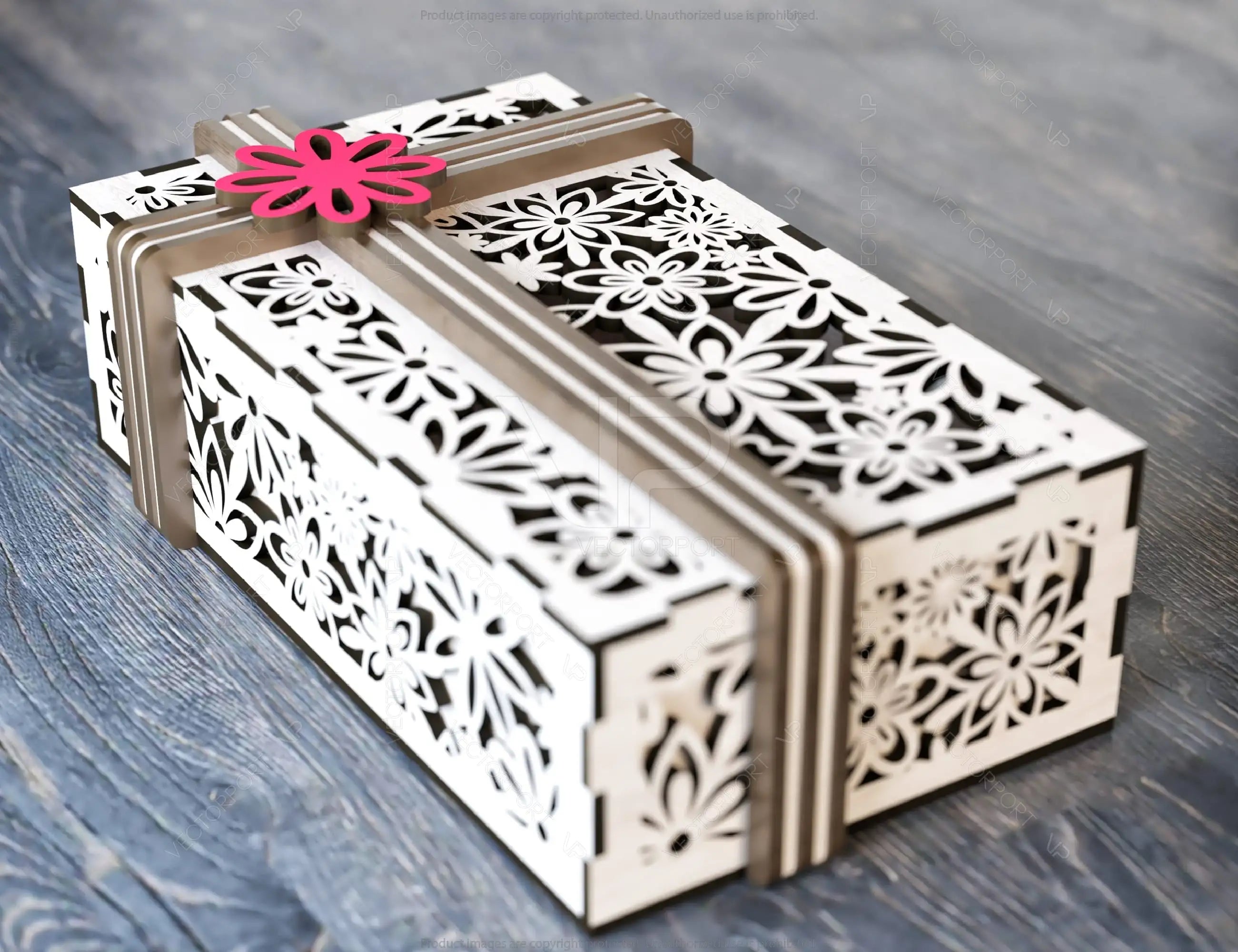 Valentine Day Gift Box with Ribbon Decorative Wooden laser cut jeweler case Wedding Love vector model Digital Download |#U164|