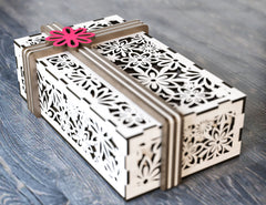 Valentine Day Gift Box with Ribbon Decorative Wooden laser cut jeweler case Wedding Love vector model Digital Download |#U164|