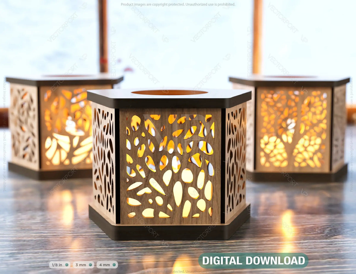 Candle Holder Laser Cut Lamp plywood Tea light Lantern Votive Gift  Wooden table Lamp Lantern Digital Download SVG |#U166|