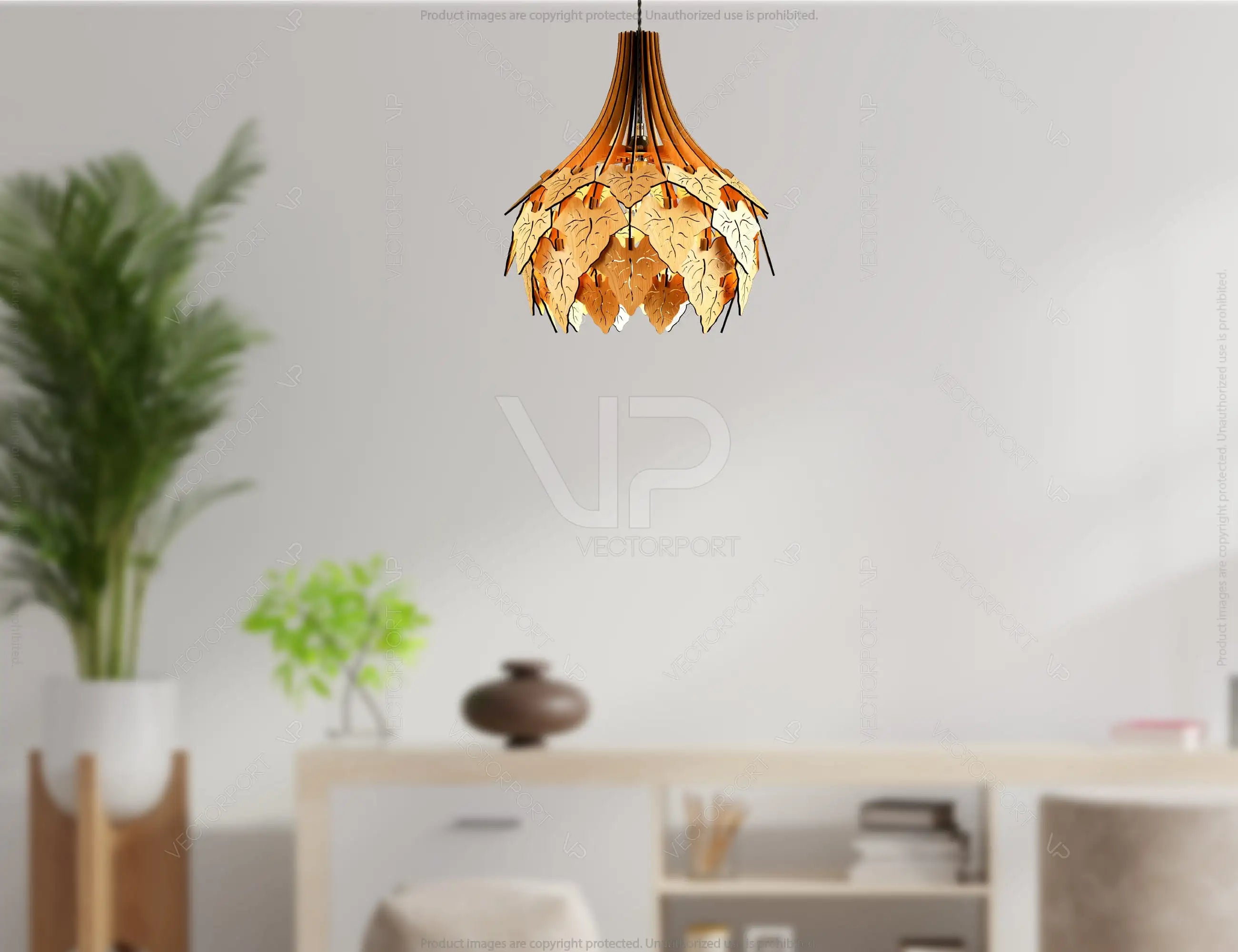 Ivy  leaves Hanging wooden chandelier lamp shade Pendant light template svg laser cut plywood| SVG, DXF, AI |#169|