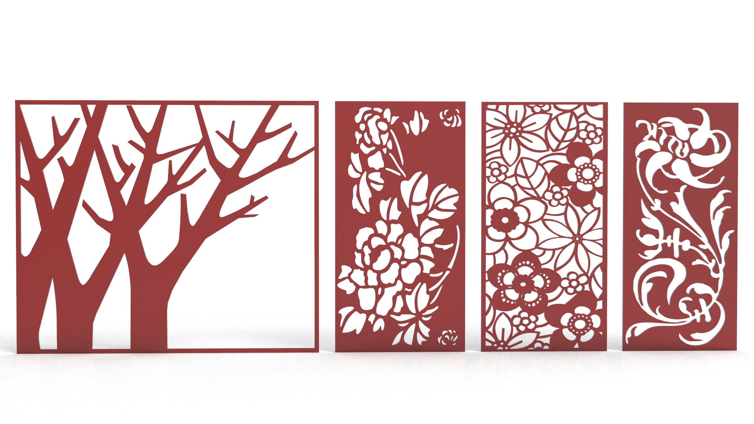 Tree Ornaments for decorative partitions panel screen CNC Laser Cutting File | SVG, DXF, AI |#C017|