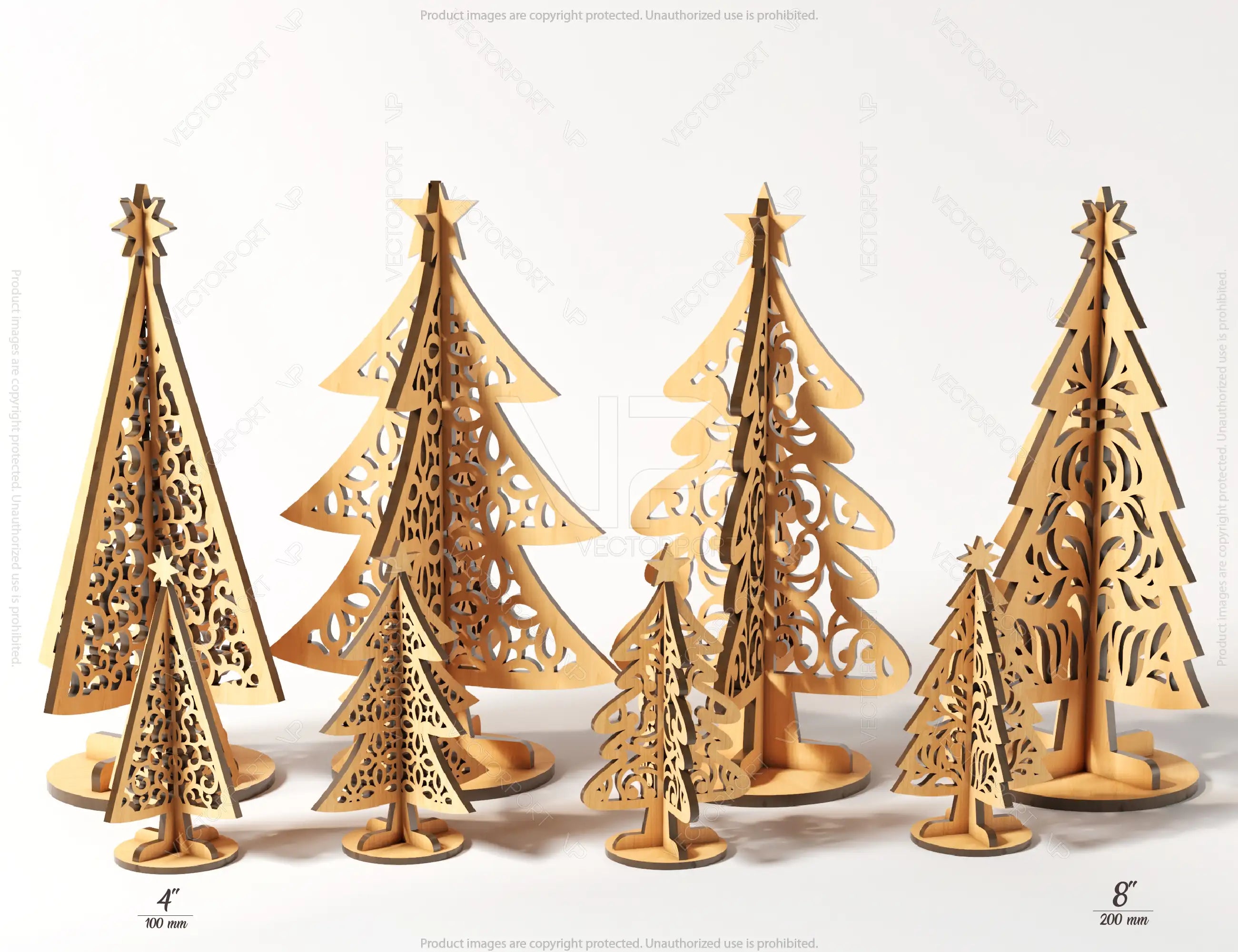 Standing New Year Christmas Trees Laser cut Snowflake SVG Craft templates Cricut Glowforge | SVG |#170|