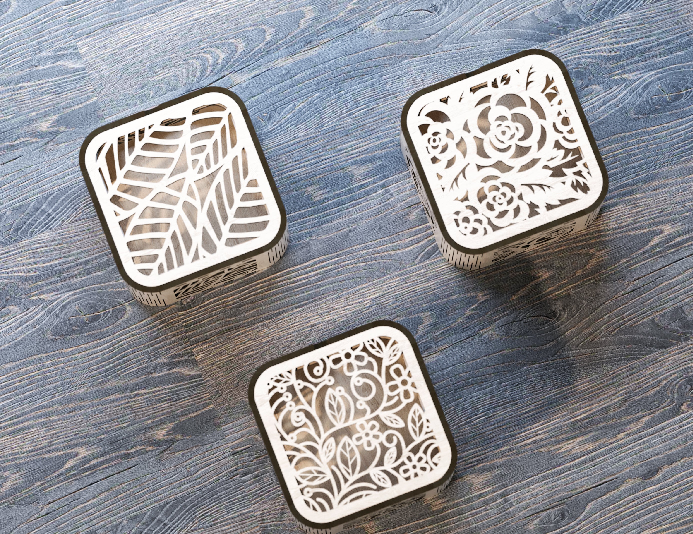 Flower Pattern Decorative Wooden Gift box laser cut jeweler case Wedding Love vector model Digital Download |#U170|