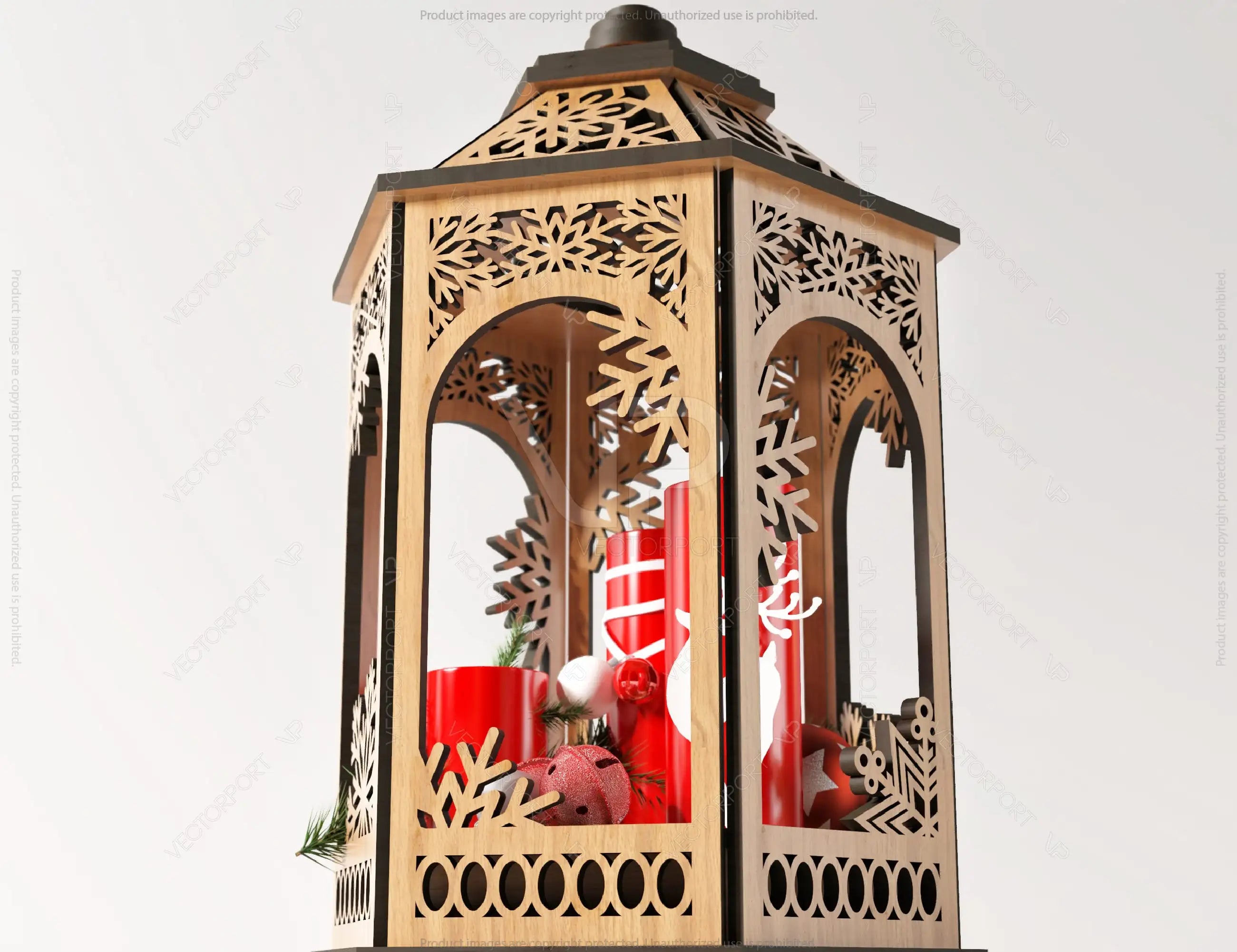 Christmas Scene Wooden Diorama Lantern Lamp Night Decoration Lampshade Table Candle Holder Digital Download SVG |#171|