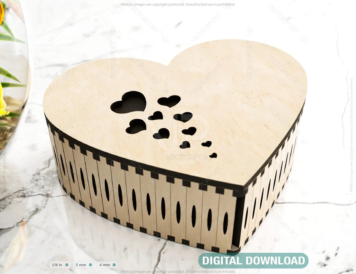 Heart Shaped Wooden Gift Box Jewelry laser cut Box template Wedding Love story Digital Download | SVG, DXF |#U174|