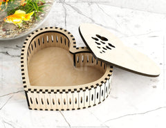 Heart Shaped Wooden Gift Box Jewelry laser cut Box template Wedding Love story Digital Download | SVG, DXF |#U174|