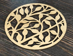 Elegant Round Laser Cut Wood Coasters Drink Tea Coffee Cup Mat Pad Placemat Tableware Digital Download | SVG, DXF |#176|