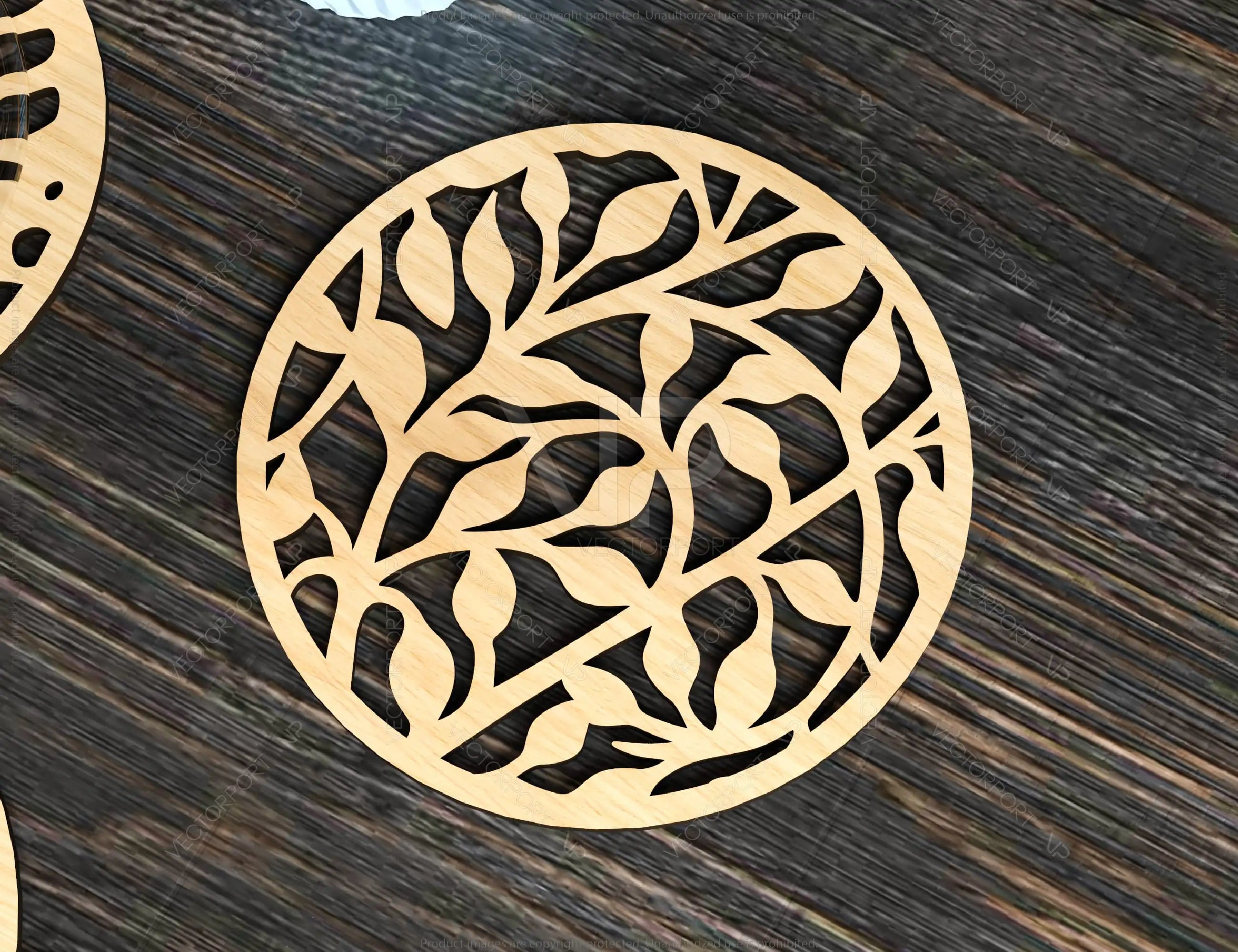 Elegant Round Laser Cut Wood Coasters Drink Tea Coffee Cup Mat Pad Placemat Tableware Digital Download | SVG, DXF |#176|