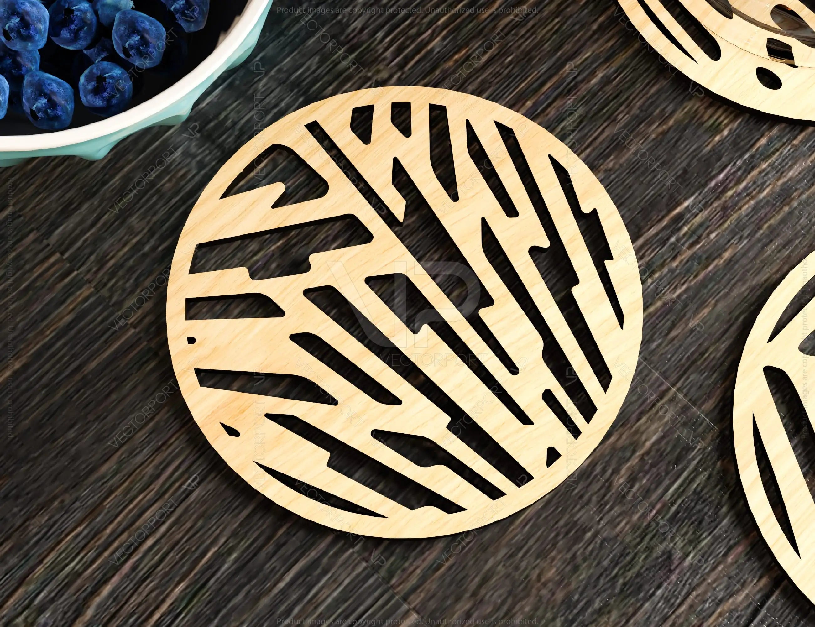 Elegant Round Laser Cut Wood Coasters Drink Tea Coffee Cup Mat Pad Placemat Tableware Digital Download | SVG, DXF |#176|