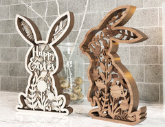 Easter Laser Cut Files Bunny SVG layered bundle, Floral rabbit multilayer Digital Download |#178|